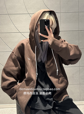 专柜正品Nike耐克男子春新款卫衣宽松勾勾针织加绒连帽衫 DR0404