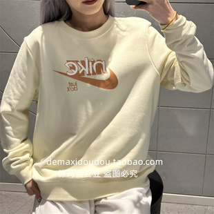 NIKE耐克圆领长袖上衣秋女子打底衫冬针织套头宽松卫衣FN3629-010