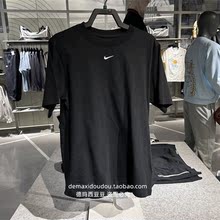 NIKE耐克休闲短袖女上衣运动宽松黑色纯棉T恤 FD4150-010