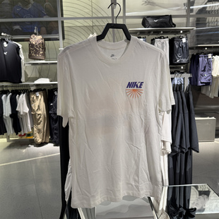 棉T恤 FZ9999 男背面图案印花休闲亲肤百搭白色半截袖 NIKE耐克短袖