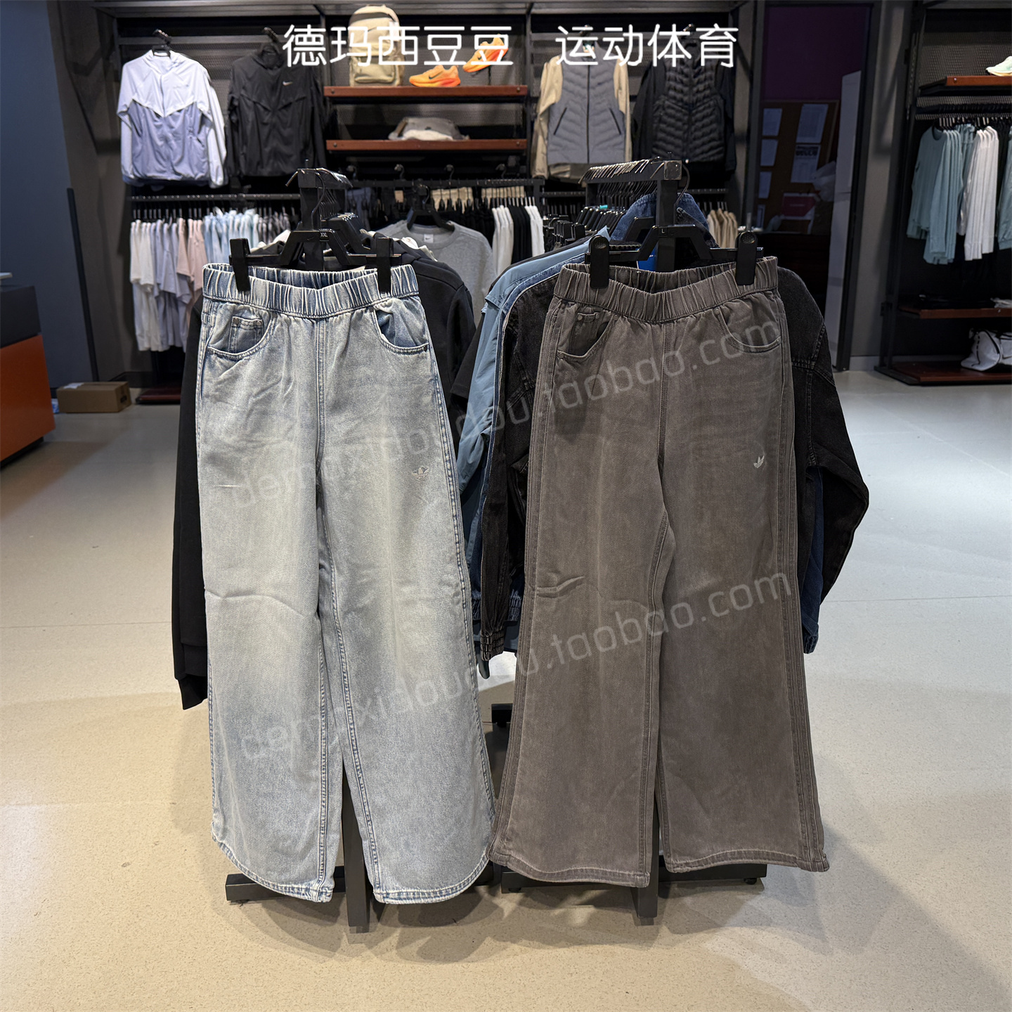 adidas阿迪达斯三叶草女子DENIM PANT牛仔长裤 KC5837 KC5839