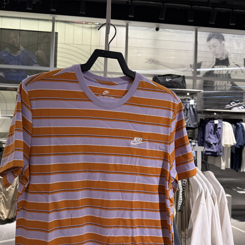 正品Nike耐克条纹拼色短袖2025夏季新款男运动休闲T恤 HJ0551-515