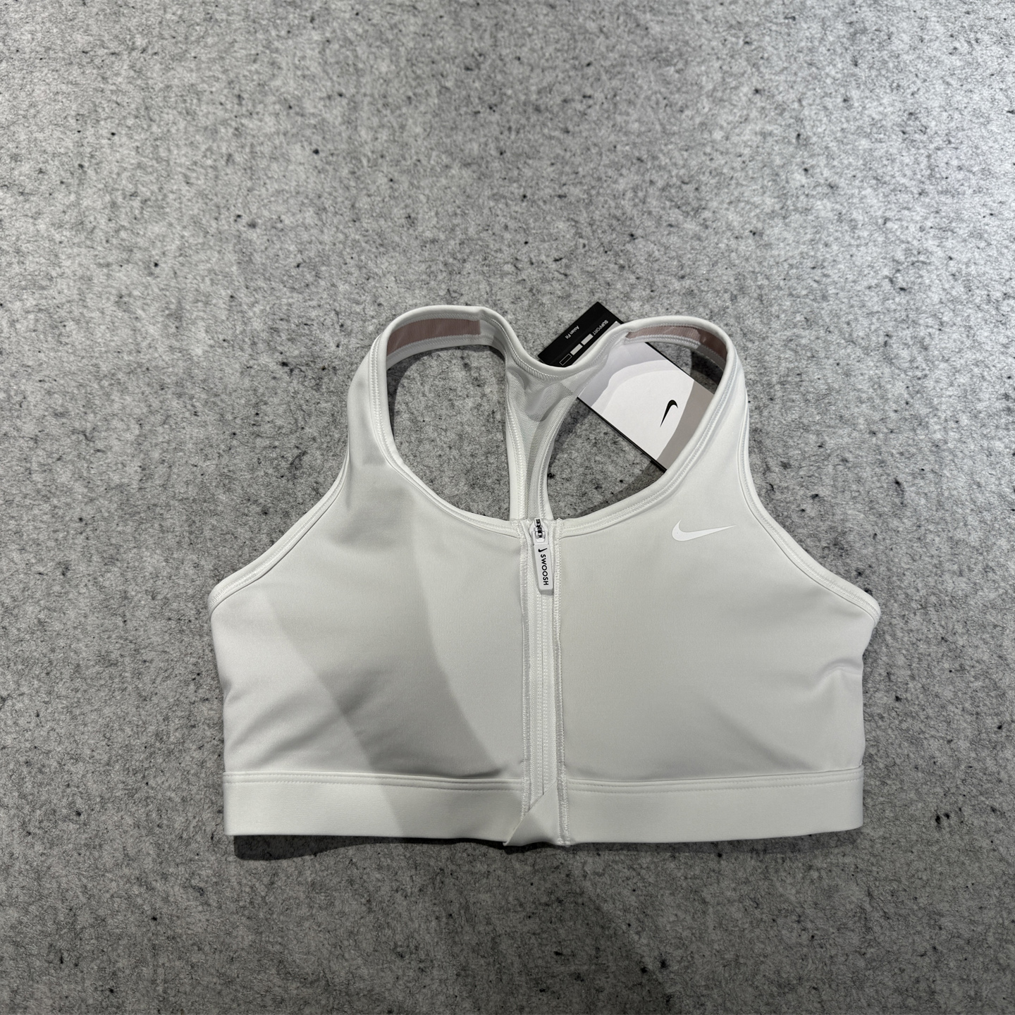 代购Nike耐克SWOOSH女子中强度支撑速干衬垫前拉链运动内衣FN2732