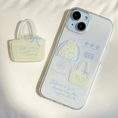 ins风文艺小酒杯适用于iPhone15PROMAX 12MINI透明iPhoneAIR 17PRO苹果支架手机壳14PLUS