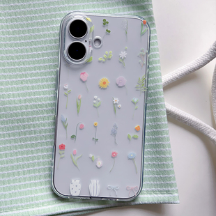 ins风小清新春日花花球适用于iPhone16/17PROMAX/14PRO苹果15Plus少女手机软壳13/12Mini百搭