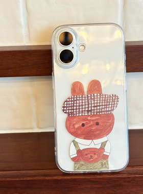 ins风可爱咖啡小兔子适用于iPhone17PRO/16PROMAX/14PRO苹果15Plus少女手机软壳13/iPhoneAir百搭