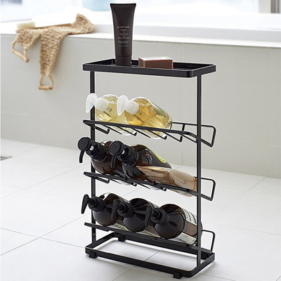 碳钢免打孔落地窄款洗浴品置物架