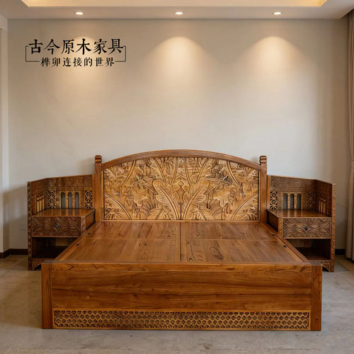 箱体床老榆木东南亚风格实木