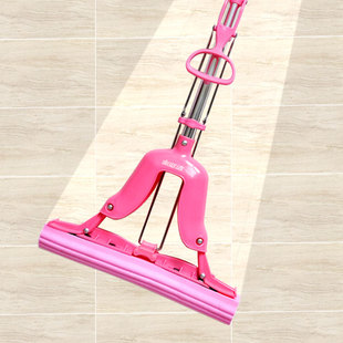 36超宽大号三代家必洁魔术拖把对折胶棉吸水粉色墩拖布别墅办公室