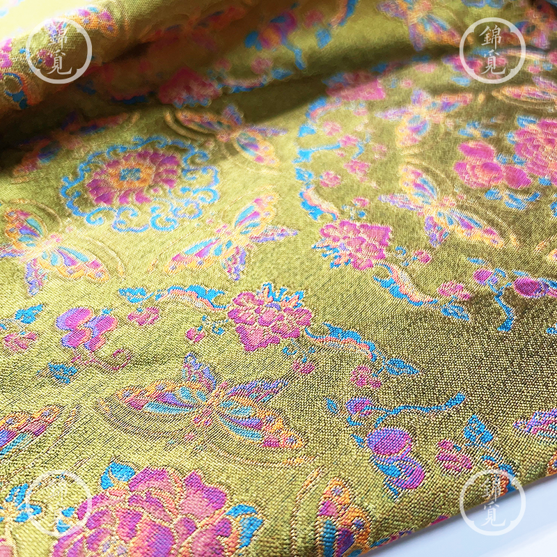 蝴蝶绣球纹琉璃锦面料