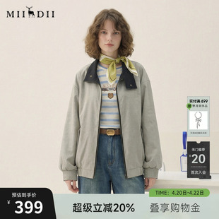 谜底双面穿外套长袖2026春新品立领简约休闲工装夹克女265MW5032