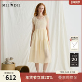 新品 谜底连衣裙无袖 女2025夏季 复古度假合身X型长裙裙子252ML0503