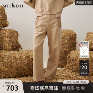 复古休闲宽松拼接裤 谜底直筒裤 新品 2025年冬季 子女254MK1503 长裤