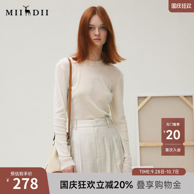 谜底T恤长袖女2025秋季新品休闲百搭弹力修身丝绒打底衫253MT1109图片