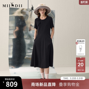 立体花不规则长裙女261ML0084 新品 谜底收腰连衣裙短袖 2026年春季