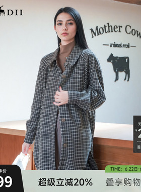 谜底羊毛混纺大衣女2025秋新款复古风千鸟格中长款外套257MD7863