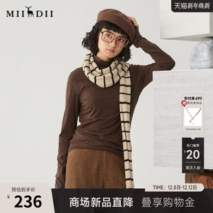 极简风百搭修身 女冬新品 棉弹T恤244MT1576 长袖 谜底高领打底衫