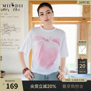 谜底T恤短袖女2025夏新款抽象印花休闲百搭宽松圆领上衣257MT7785