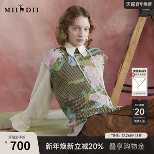 针织衫 谜底套头毛衫 原创提花中长款 新品 背心女251MZ0306 2025春季