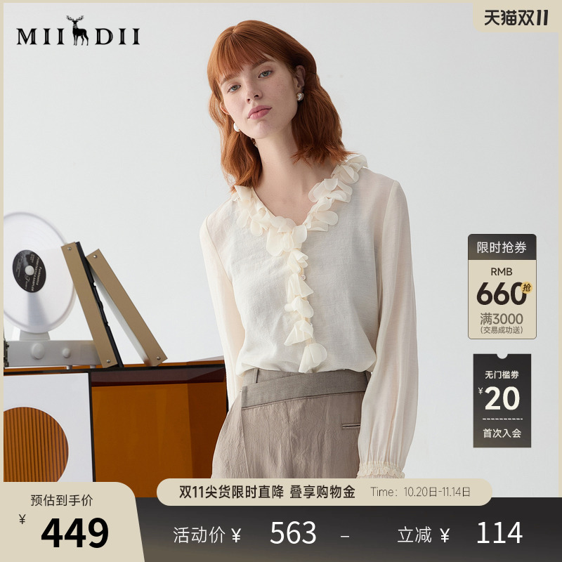 通勤浪漫小衫，门襟半开筒设计