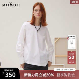 休闲百搭创意剪裁不规则上衣253MT1103 新品 谜底T恤长袖 女2025秋季