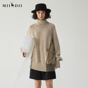 244MZ1863 复古风宽松保暖针织衫 谜底高领套头毛衣女冬季 新品