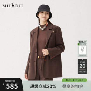 新品 复古通勤风单排扣西服243GW0997 外套女秋季 谜底宽松西装