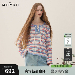 谜底套头针织衫 2026春季 新品 航海风条纹百搭毛衣女261MZ0327 长袖