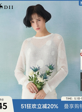 谜底套头针织衫长袖女2025春新品圆领提花微透上衣短款251MZ0396