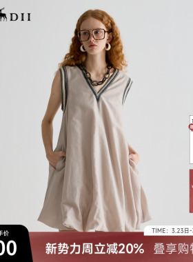 谜底连衣裙无袖女2025夏季新品复古风蓬蓬裙合身A型短裙252ML0566