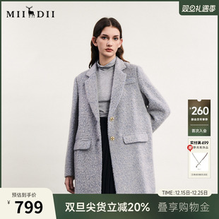 领单排扣外套241MD0104 西装 谜底毛呢大衣女春新款 通勤风时尚
