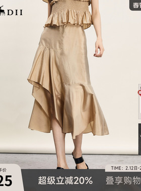 谜底不规则半身裙年夏季新品复古优雅亲肤A型长半裙242MB0600