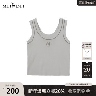 谜底针织衫 女2025夏回归乡野复古文艺紧身H型短背心252MZ0878 无袖