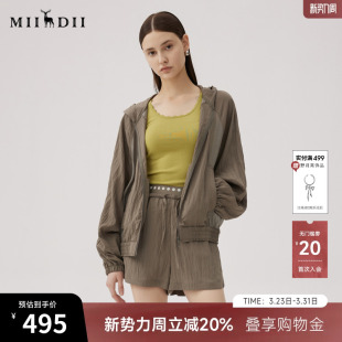 女士秋季 短裤 新品 外套 243MTZ1167 连帽薄款 谜底运动休闲套装