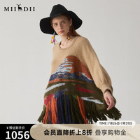 謎底套頭針織衫女冬季新品復(fù)古風(fēng)寬松A型中長(zhǎng)款毛衣244MZ1867