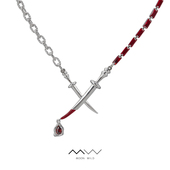 野月亮 拼接链条项链女原创暗黑个性 夸张匕首锁骨链小众简约吊坠