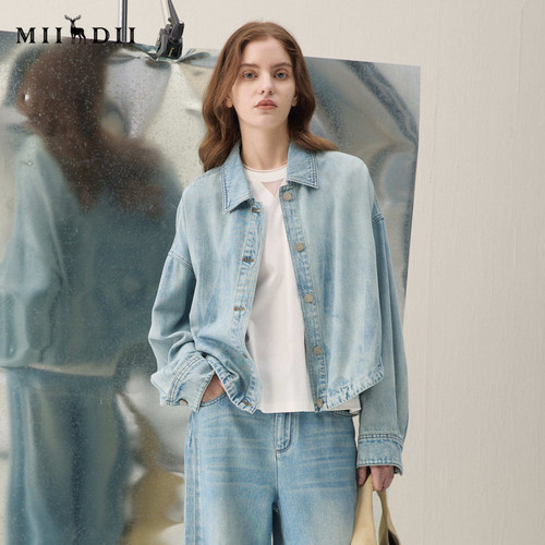 复古洗水，舒适柔软，蓝晒图案，下摆可调节