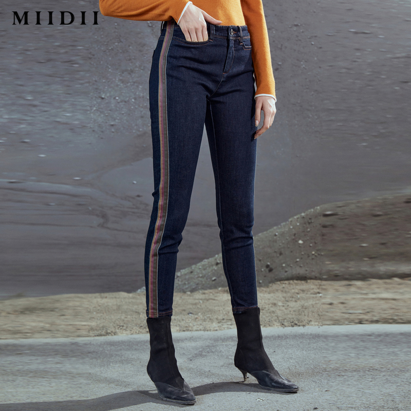 【商场同款】MIIDII/谜底20冬新品紧身牛仔裤侧缝拼接204MK2461