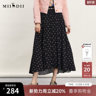 复古文艺花色宽松长裙241MB0162 新款 谜底A字型长款 半身裙春季