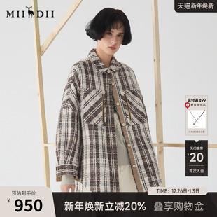 谜底格纹衬衫 大衣女25春回归乡野复古粗花呢格子外套251MD0010 式