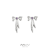 MOON WILD野月亮蝴蝶结耳环女个性 简约小众设计高级感925银针耳饰