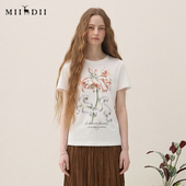 谜底印花T恤短袖 上衣女265MT5027 百搭高弹棉质修身 2026年春季 新品