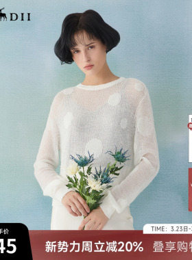 谜底套头针织衫长袖女2025春新品圆领提花微透上衣短款251MZ0396