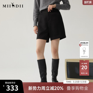 极简风高腰百搭合体直筒短裤 新品 244MK1688 女冬季 谜底A型短裤