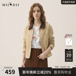 复古短款 谜底撞色翻领外套长袖 工装 新品 夹克女265MW5035 2026春季