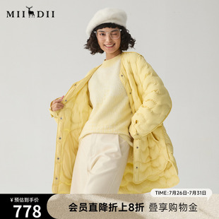 简约百搭宽松中长鸭绒服244MY1518 谜底双面穿羽绒服女冬新品