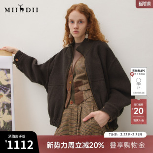 谜底外套长袖 女25秋双面穿轻朋克风复古立领千鸟格拼接253MW1220