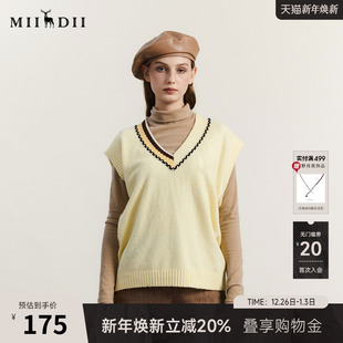 234MZ1896 复古文艺宽松套头针织衫 谜底V领针织马甲女冬季 新款