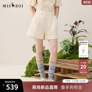 爱心卷边橡筋腰头裤 新品 子女261MK0253 2026年春季 谜底花苞型短裤