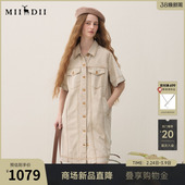 做旧水洗H型拼接亲肤女261ML0044 新品 谜底牛仔连衣裙短袖 2026春季